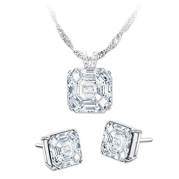 Hollywood Royalty Diamonesk Pendant Necklace And Earrings Set