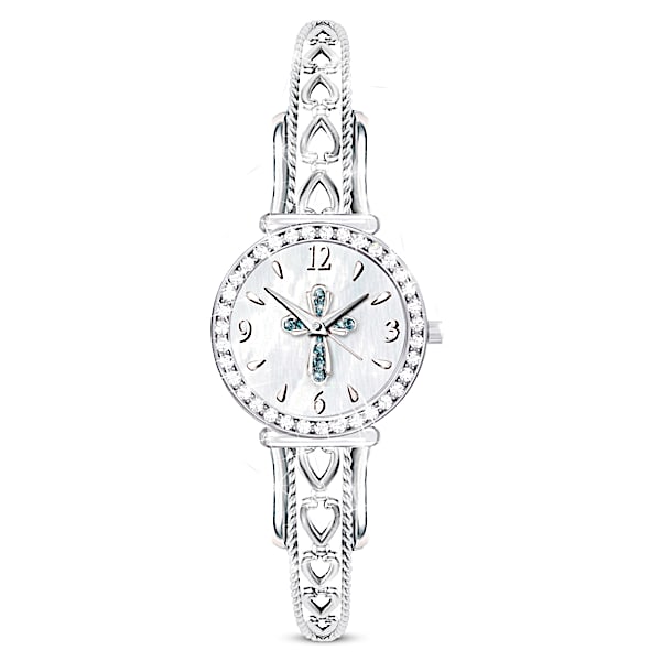 Heavenly Grace Crystal Watch Featuring Mother Of Pearl