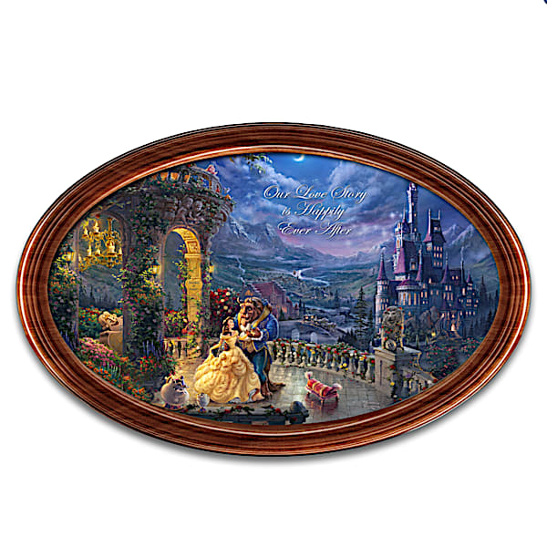 Disney Beauty and the Beast Thomas Kinkade Collector Plate with Your 2 Names