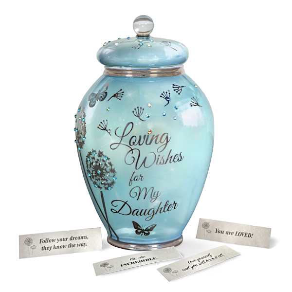 Loving Wishes For My Daughter Heirloom Porcelain Musical Wish Jar