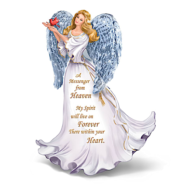 Forever With You Figurine Illuminated Crystal Winged Angel Figurine