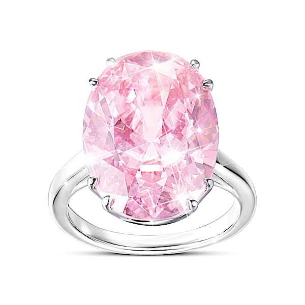 Diamonesk Majestic Pink Women's Sterling Silver Ring