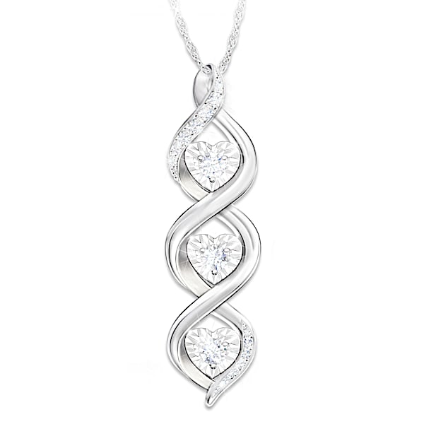Always My Daughter Women's Personalized Diamond Pendant Necklace With Heart-Shaped Setting - Personalized Jewelry