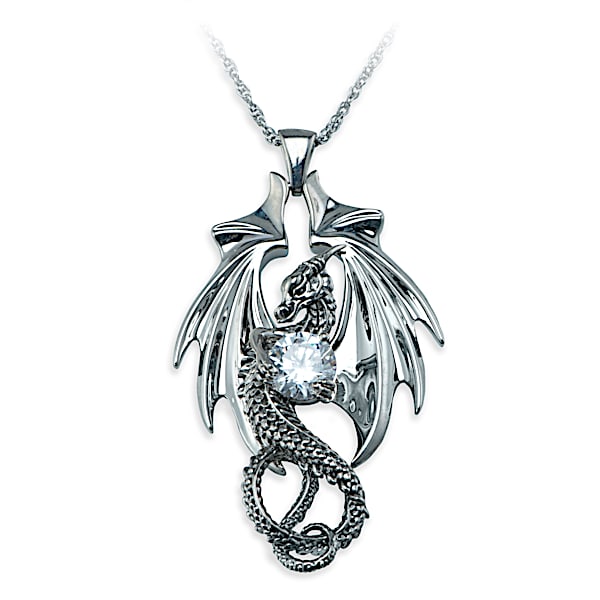 Fire And Ice Dragon Women's Sterling Silver-Plated Pendant Necklace