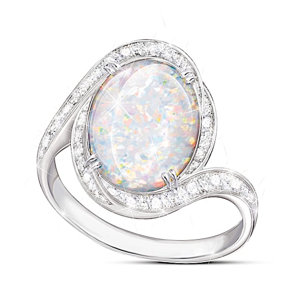 Prisma Allure Diamonesk Simulated Australian Opal Ring