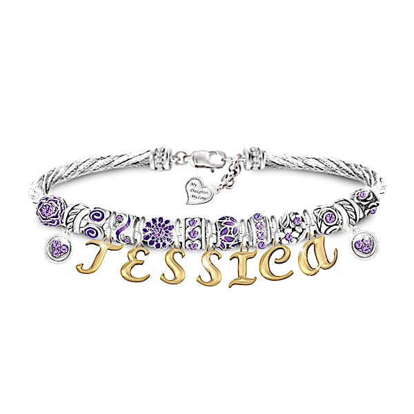 My Daughter, My Love Personalized Birthstone Cable Bracelet - Personalized Jewelry