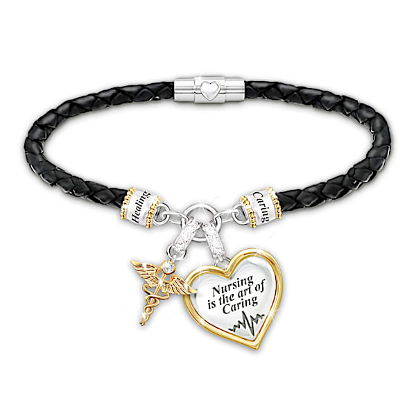 Braided Bracelet With 18K Gold-Plated Charms Honors Nurses