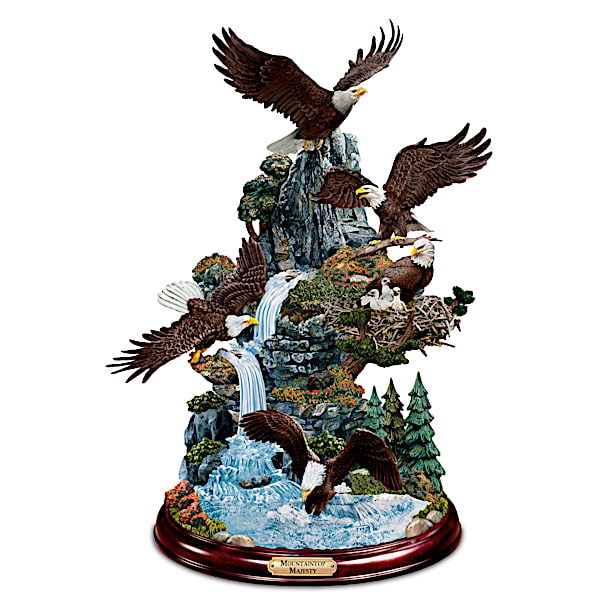 Mountaintop Majesty Hand-Painted Eagle Sculpture