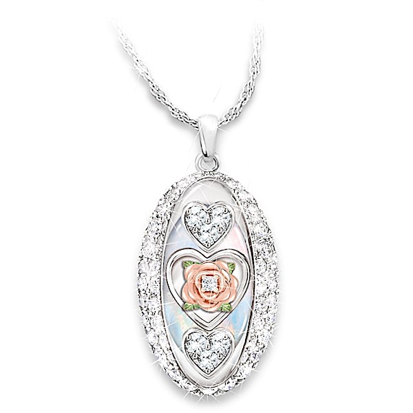 Diamond & Crystal Pendant Necklace For Daughter