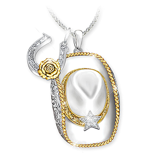 Country Cowgirl Hat Women's Sterling Silver- & 18K Gold-Plated Pendant Necklace