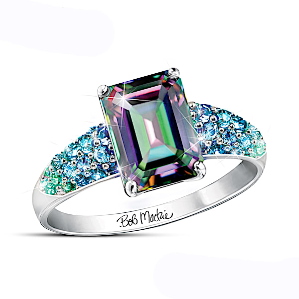 Bob Mackie 3-Carat Mystic Topaz Ring With Simulated Diamonds