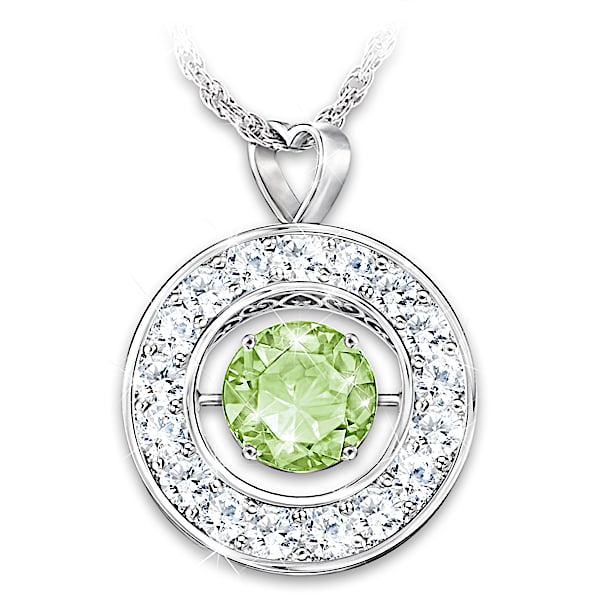 Sparkling You Women's Sterling Silver Personalized Birthstone Pendant Necklace Featuring A Unique Constant Motion Setting & Ador