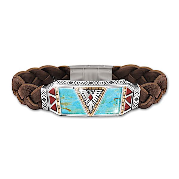 Native Spirit Men's Turquoise And Leather Bracelet