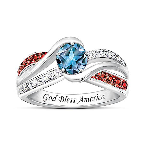 Spirit Of America Ring With Star-Cut Genuine Blue Topaz
