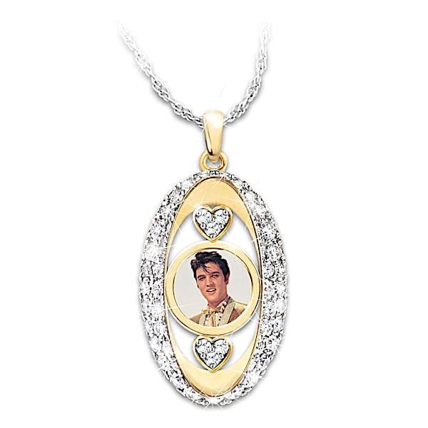 Elvis Presley Pendant Necklace With Crystals