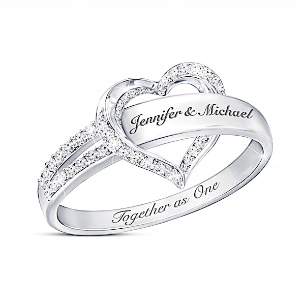 Together As One Women's Heart-Shaped Personalized Diamond Ring - Personalized Jewelry