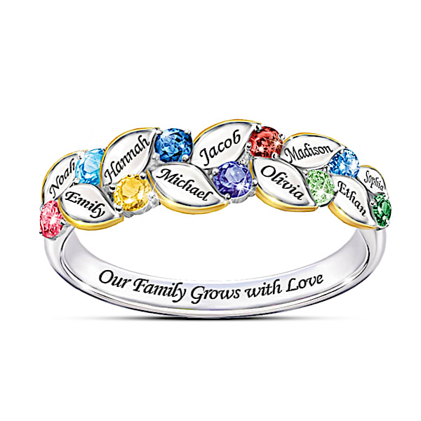 Our Family Of Joy Women's Personalized Birthstone Ring - Personalized Jewelry