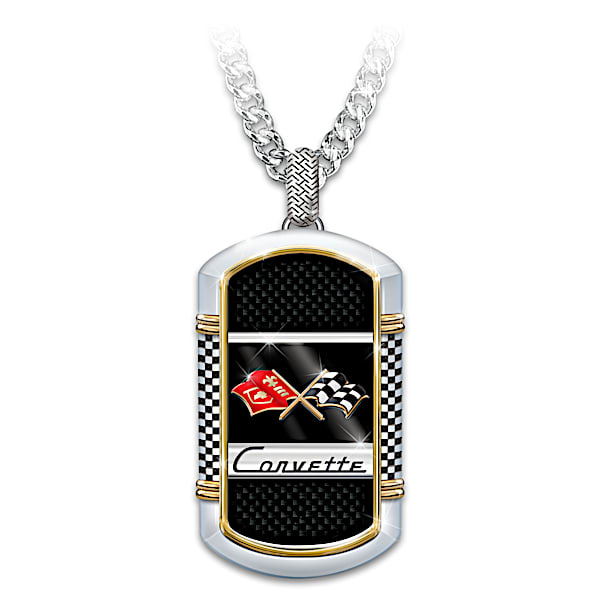 Corvette: The Legend Men's Stainless-Steel Dog Tag Pendant Necklace