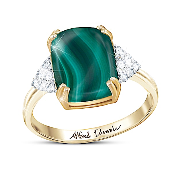 Alfred Durante Majestic Malachite Gemstone And Diamond Women's Ring