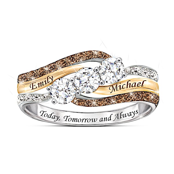 Today And Always Women's Personalized Diamond & Topaz Ring - Personalized Jewelry