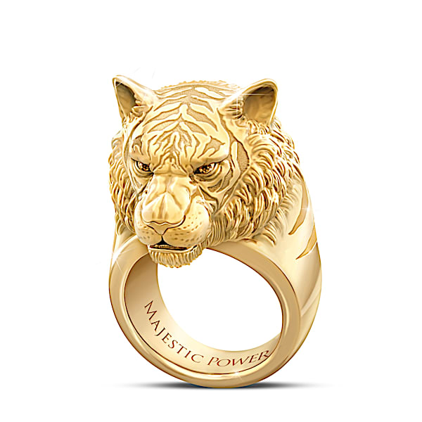 Majestic Power Men's Tiger Ring With Genuine Sapphires