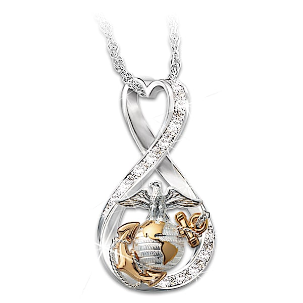 I Love My Marine Women's Infinity-Shaped Pendant Necklace