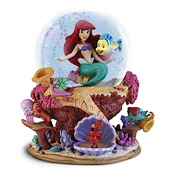 Disney The Little Mermaid Ariel And Flounder Musical Glitter Globe