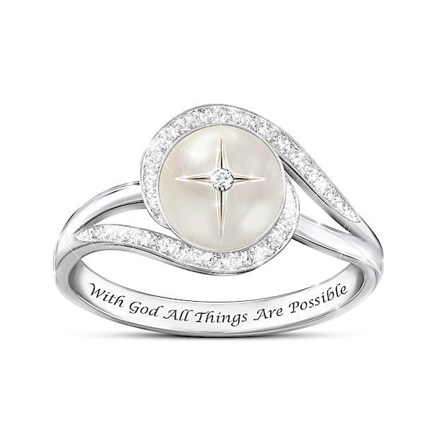 God's Pearl Of Wisdom Mother-Of-Pearl And Diamond Ring