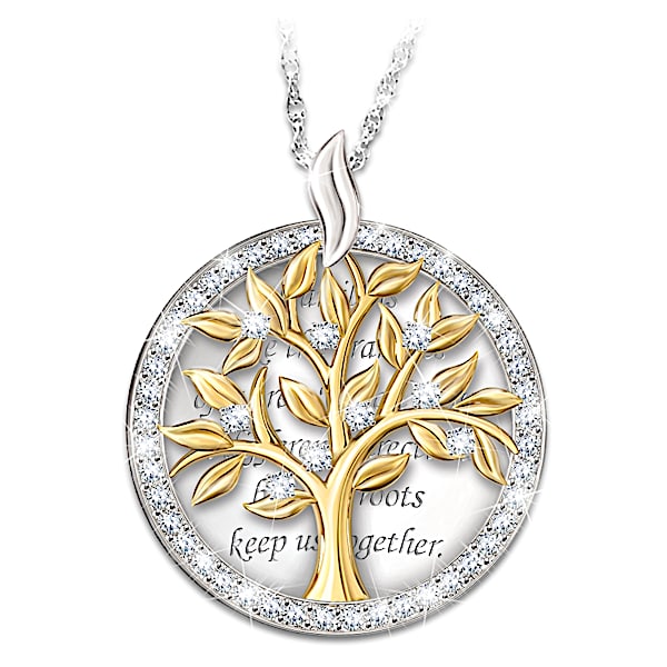 Our Family Tree Women's 18K Gold-Plated Pendant Necklace With Crystals