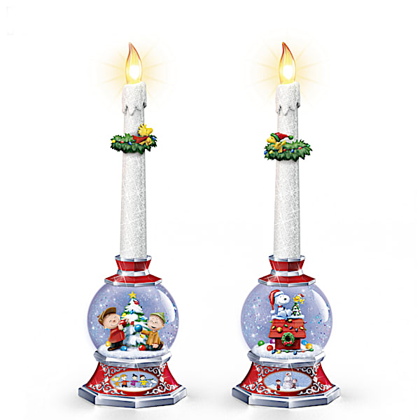 PEANUTS Illuminated Glitter Globe Flameless Candle Set