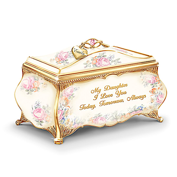 My Daughter, I Love You Personalized Heirloom Rose Music Box