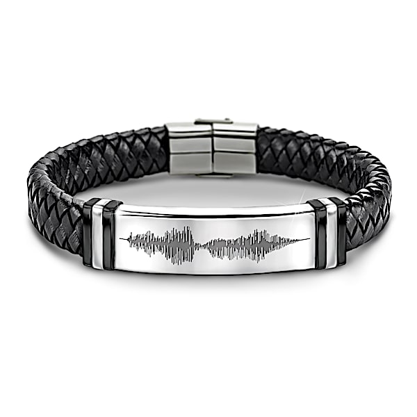 I Love You Sound Wave Design Leather Bracelet For Son