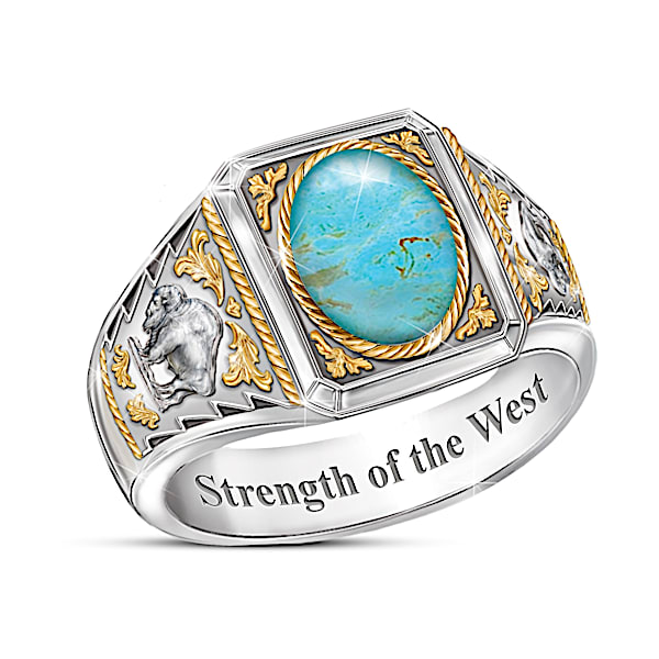 Strength Of The West Turquoise Ring With Sculpted Bison