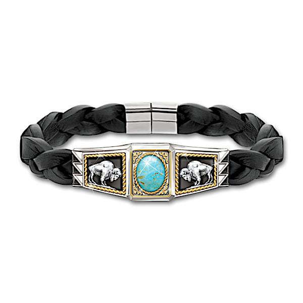 Strength Of The West Men's Leather Bracelet With Turquoise