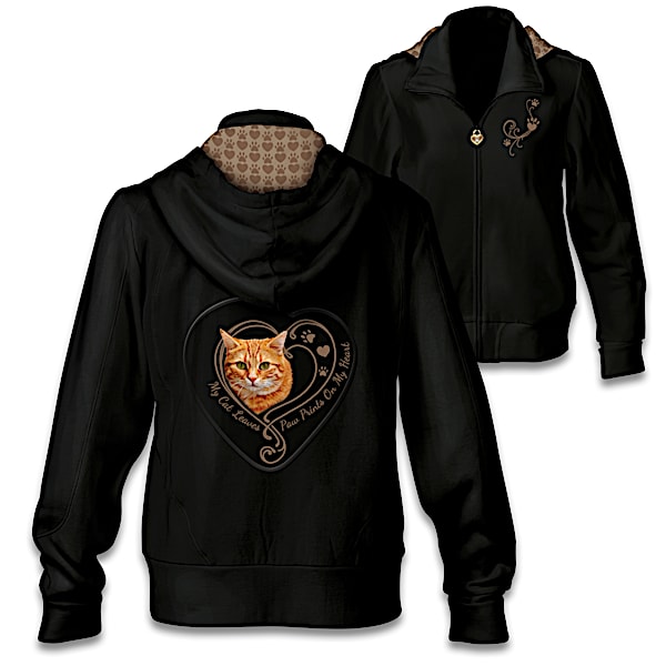 Paw Prints On My Heart Hoodie: Choose Your Cat Portrait