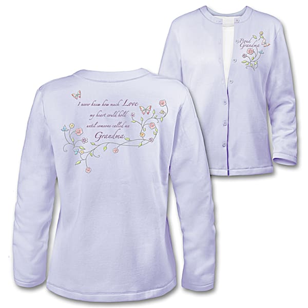 Grandma's Loving Heart Women's Inspirational Embroidered Cardigan