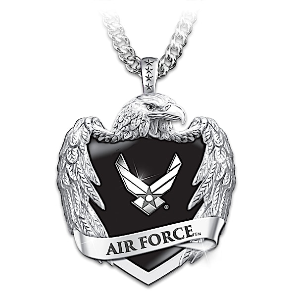 U.S. Air Force Men's Stainless Steel Eagle Shield Pendant Necklace