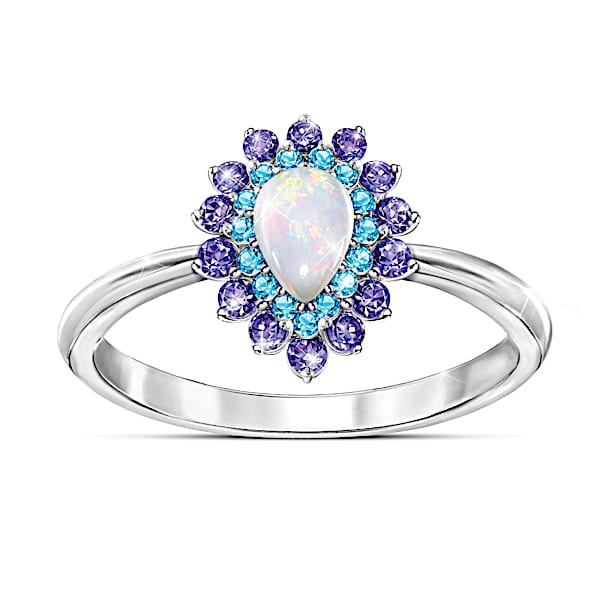 1-Carat Australian Opal Ring With Amethyst And Topaz Stones