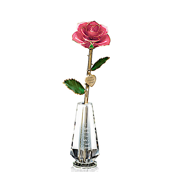 Preserved Rose Centerpiece With Personalized Charm For Mom