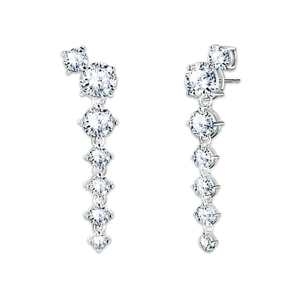Cascading Earrings With Over 11 Carats Of Simulated Diamonds