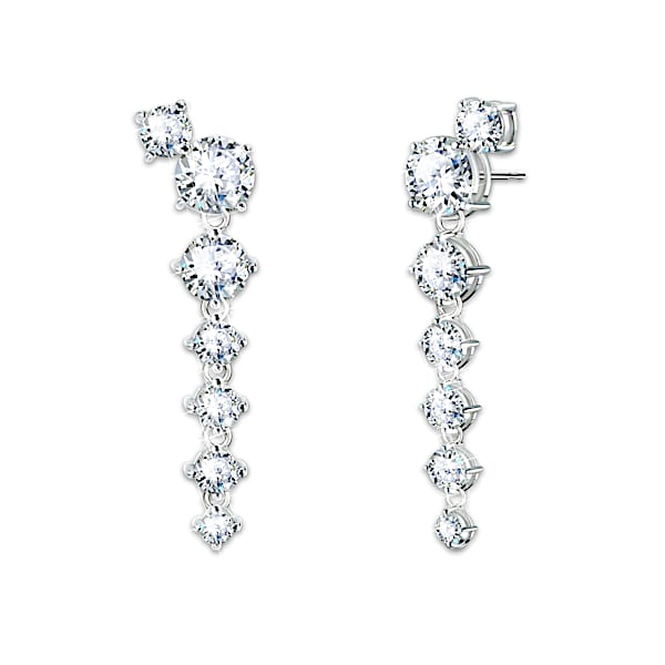 Cascading Earrings With Over 11 Carats Of Simulated Diamonds