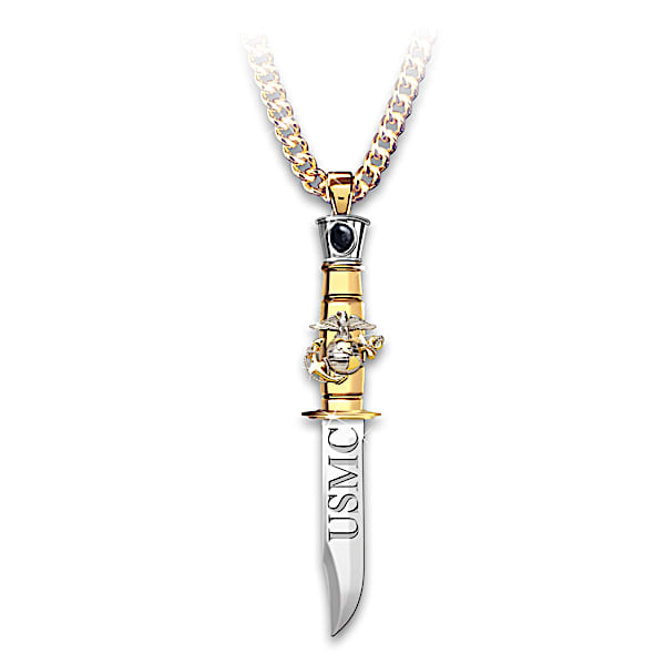 USMC Semper Fi Knife Pendant Necklace