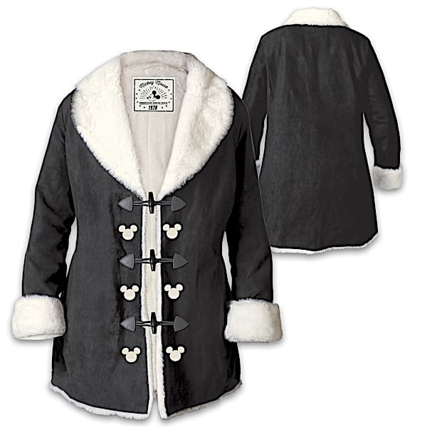 Disney Mickey Mouse Women's Faux Suede And Faux Fur Jacket