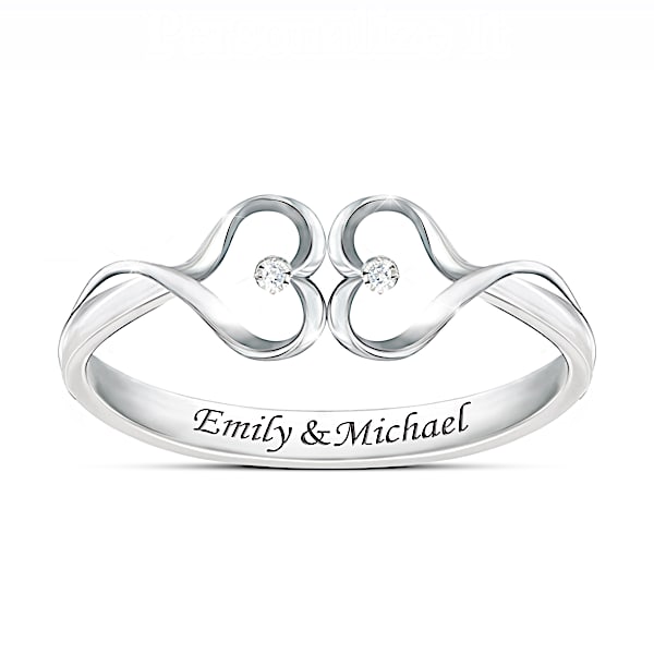 Forever Yours Women's Heart-Shaped Personalized Diamond Ring - Personalized Jewelry