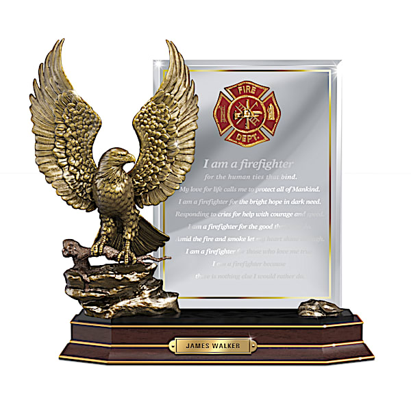 A Firefighter's Honor Sculpture With Personalized Plaque