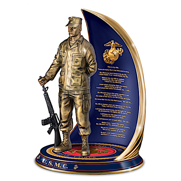 Marine Spirit Cold-Cast Bronze Sculpture With Rifleman's Creed