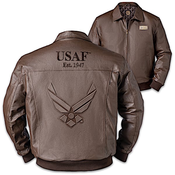U.S. Air Force Pride Men's Embossed Leather Bomber Jacket