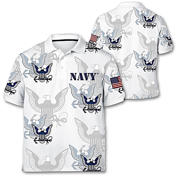 Navy Pride Men's Polo Shirt With Embroidered Patch
