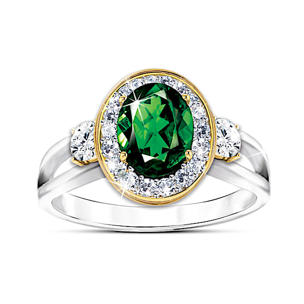 Earthly Beauty Women's Chrome Diopside And Topaz Ring