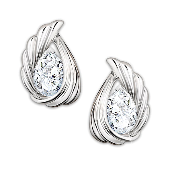 Heaven's Whisper Solid Sterling Silver And Topaz Earrings